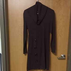 Neesha NWT Deep Purple/BlackCowl Neck Sweater Dress – Knee Length, Smocked Back